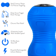 Vibrating Peanut Massage Ball, Deep Tissue Trigger Point Therapy, Myofascial Release, Handheld, Cordless, Dual Lacrosse Ball Vibration Massager, features